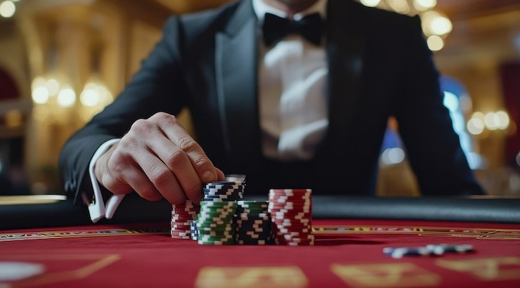 erek 80 live baccarat table showing dealer, cards, and shoe history display